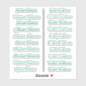 (Set van 20) Mint Transparante Eenvoudige Naamstic Sticker (Vel)