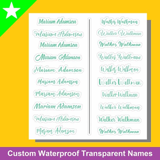(Set van 20) Mint Transparante Eenvoudige Naamstic Sticker