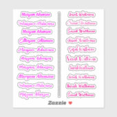 (Set van 20) Roze simpele naamstickers voor meisje Sticker (Vel)
