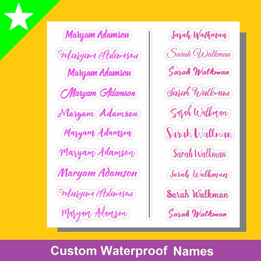 (Set van 20) Roze simpele naamstickers voor meisje Sticker