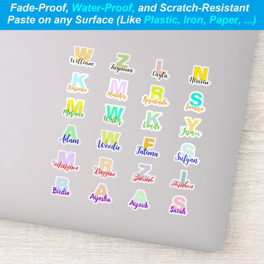 (Set van 24) Moderne Monogrammed Namen | waterdich Sticker