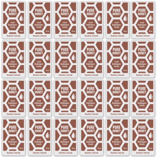 Set van 24 Transparante Honeycomb Honey Jar Labels (Voorkant)