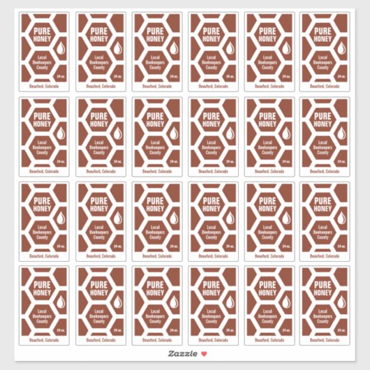 Set van 24 Transparante Honeycomb Honey Jar Labels (Vel)