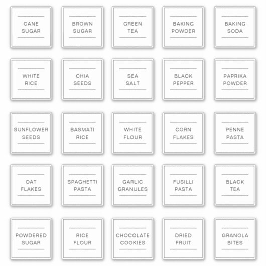 Set van 25 gepersonaliseerde waterdichte keukenlab sticker (Voorkant)