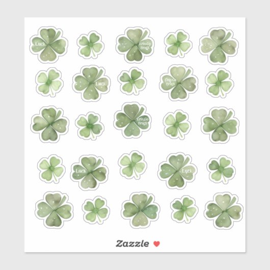 Set van 25 Waterverf Shamrock Vinyl-Stickers Sticker (Vel)