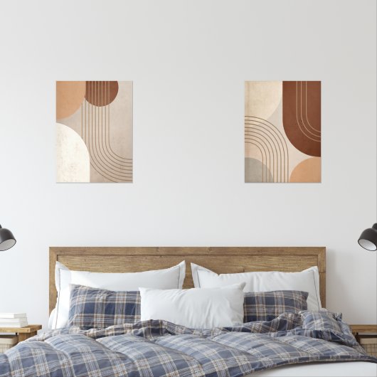 Set van 2 Abstracte Japandi Wall Art Prints (Slaapkamer)