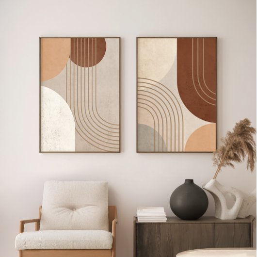 Set van 2 Abstracte Japandi Wall Art Prints