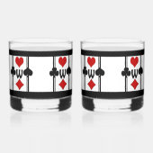 Set van 2 Art Deco Spelen Kaart Kostuums met Monog Whisky Glas (Achterkant)