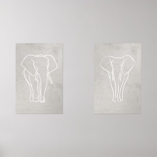 Set van 2 Elephant Line Art Posters (Voorkant)