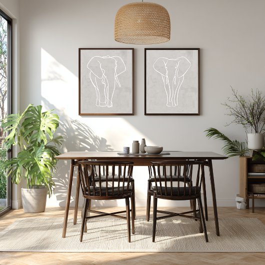 Set van 2 Elephant Line Art Posters