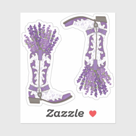 Set van 2 Lavender Cowboy Boot Custom Cut Sticker (Vel)