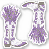Set van 2 Lavender Cowboy Boot Custom Cut Sticker (Voorkant)