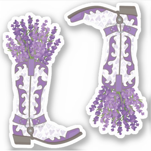 Set van 2 Lavender Cowboy Boot Custom Cut Sticker (Voorkant)