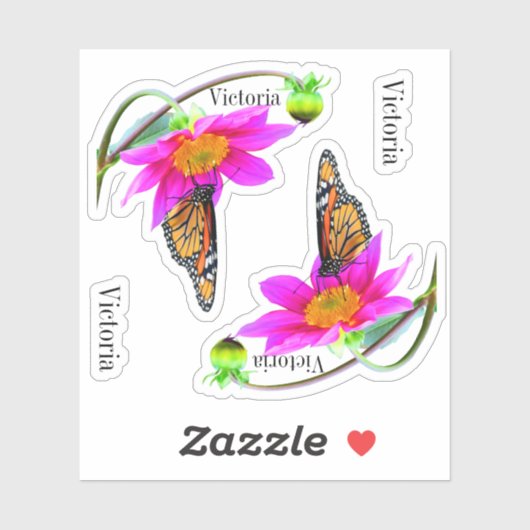 Set van 2 Monarch Vlinders Dahlia Vinyl Stickers (Vel)