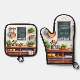 Set van 2 ovenwanten & pannenlappen | Gepersonalis
