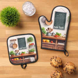 Set van 2 ovenwanten & pannenlappen | Gepersonalis