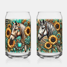 Set van 2 paarden en zonnebloemen