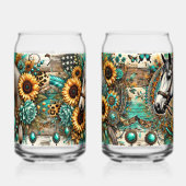 Set van 2 paarden en zonnebloemen blikvorm glas (Rechts)