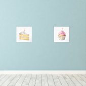 Set van 2 verjaardagsdesserts Prints (Houten vloer)