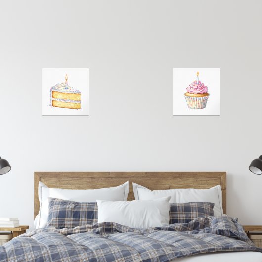 Set van 2 verjaardagsdesserts Prints (Slaapkamer)