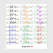 (Set van 30) Unieke Kleurrijke Calligraphy Naam Sticker (Vel)