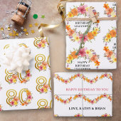 Set van 3 80ste verjaardag en elke leeftijd kleurr inpakpapier vel