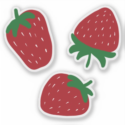 Set van 3 Aardbei Sticker (Voorkant)