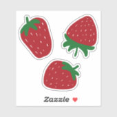 Set van 3 Aardbei Sticker (Vel)