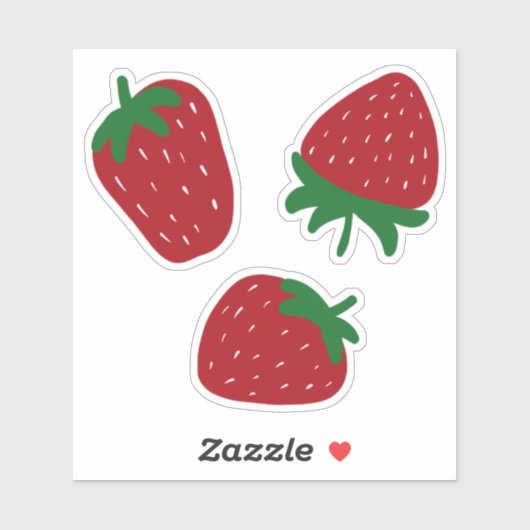 Set van 3 Aardbei Sticker (Vel)