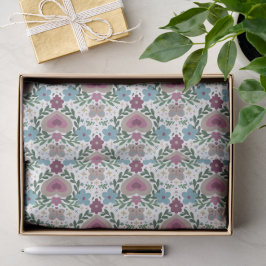 Set van 3-aardse Roze & Turquoise Bloemen en Harte Tissuepapier