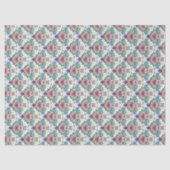 Set van 3-aardse Roze & Turquoise Bloemen en Harte Tissuepapier (Voorkant)