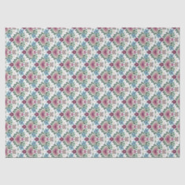 Set van 3-aardse Roze & Turquoise Bloemen en Harte Tissuepapier