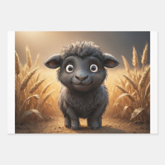 Set van 3 Baby Boerderijdieren Inpakpapier Vel (Voorkant 3)