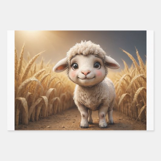 Set van 3 Baby Boerderijdieren Inpakpapier Vel (Voorkant)