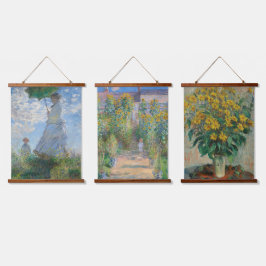 Set van 3 beroemde Claude Monet Schilderijen Muur Hangend Wandkleed