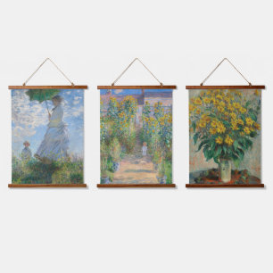 Set van 3 beroemde Claude Monet Schilderijen Muur Hangend Wandkleed