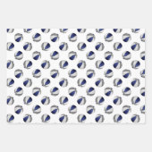 Set van 3 blauw grijze team kleuren basketbal inpakpapier vel (Voorkant 3)