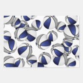 Set van 3 blauw grijze team kleuren basketbal inpakpapier vel (Voorkant)