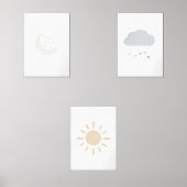 Set van 3 boho maan, wolk, zonprint (Voorkant)