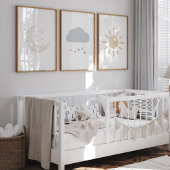 Set van 3 boho maan, wolk, zonprint