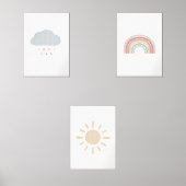 Set van 3 boho regenboog, wolk, zonprint (Voorkant)