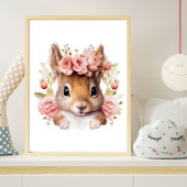 Set van 3 bosdieren roze meisje kinderkamer Prints