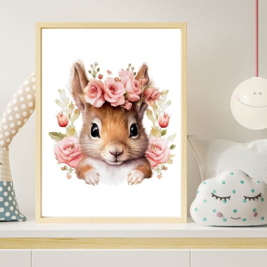 Set van 3 bosdieren roze meisje kinderkamer Prints