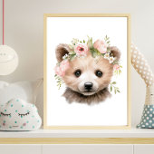 Set van 3 bosdieren roze meisje kinderkamer Prints