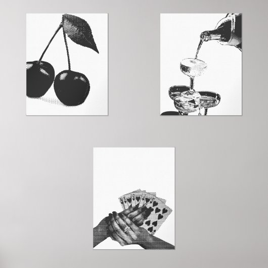 Set van 3 Champagne Cherry Bar Winkelwagen Funky P (Voorkant)