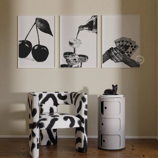 Set van 3 Champagne Cherry Bar Winkelwagen Funky P