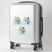 Set van 3 computermedewerkers. Dames. Sticker (Koffer)
