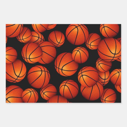 Set van 3 coördinerende basketbal inpakpapier vel (Voorkant)