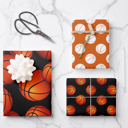 Set van 3 coördinerende basketbal inpakpapier vel (Voorkant)