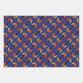 Set van 3 coördinerende blauw gouden basketballen inpakpapier vel (Voorkant 3)